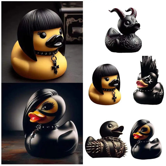 Devil Duck Statue – Rock Duck Figurine for Car Dashboard & Home Decor